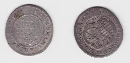 1/12 Taler Silber Münze Sachsen EPH 1694 f.ss (154639)