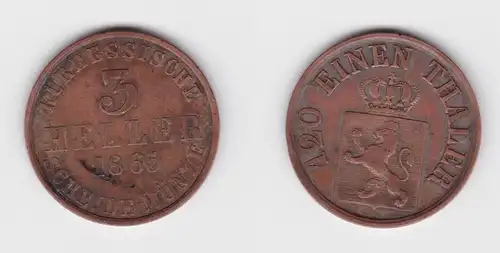 3 Heller Kupfer Münze Hessen-Kassel 1865 ss (154263)