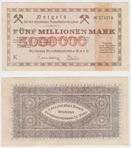 5 Millionen Mark Banknote Berlin Ostelbische Braunkohlensyndikat 1923 (154529)