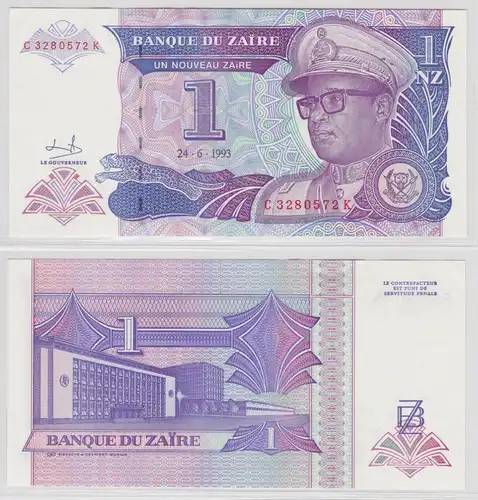 1 Nouveau Zaire Banknote Zaire Zaïre 24.6.1993 bankfrisch UNC (154266)