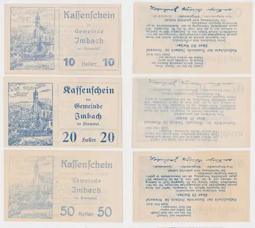 10, 20 und 50 Heller Banknote Imbach im Kremstal (130300)