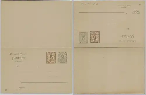 07670 GS Postkarte mit Antwort P78/04 Bayern 2 + 3 Pfennig um 1906