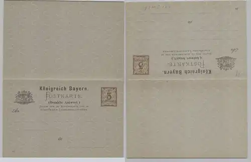 901378 GS Postkarte mit Antwort P39 Bayern 3 Pfennig um 1890