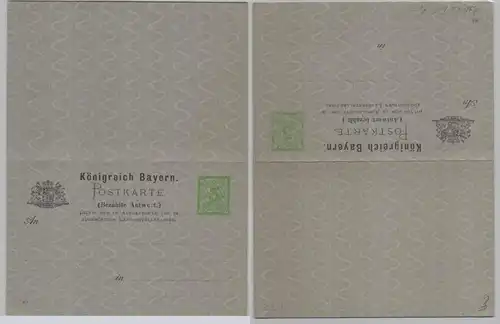 53287 GS Postkarte mit Antwort P35 Bayern 3 Pfennig um 1889