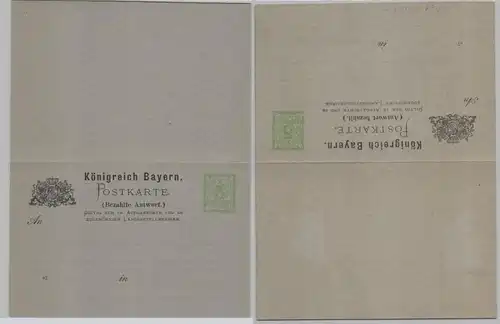 73303 GS Postkarte mit Antwort P31 Bayern 3 Pfennig um 1888