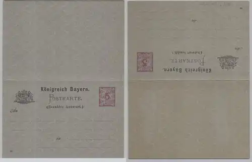 58324 GS Postkarte mit Antwort P36 Bayern 5 Pfennig um 1890