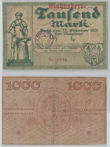 100000 Mark Banknote Inflation Stadt Suhl 1923 Überdruck (158744)