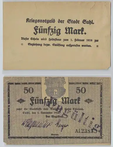 50 Mark Banknote Kriegsnotgeld Stadt Suhl 1.11.1918 (151817)