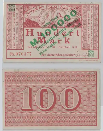 100000 Mark Banknote Stadt Zella Mehlis 7.8.1923 (154781)