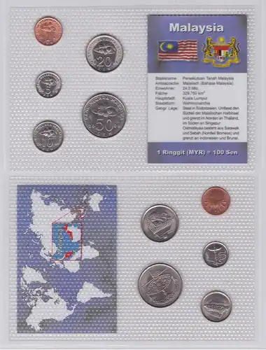 Kursmünzsatz KMS 5 Münzen Malaysia Stgl. im Blister (158157)