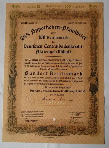 100 Reichsmark Deutsche Centralbodenkredit AG Berlin 1939 (140142)