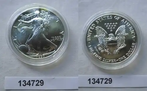 1 Dollar Silber Münze Silver Eagle USA 1990 1 Unze Feinsilber Stgl. (134729)