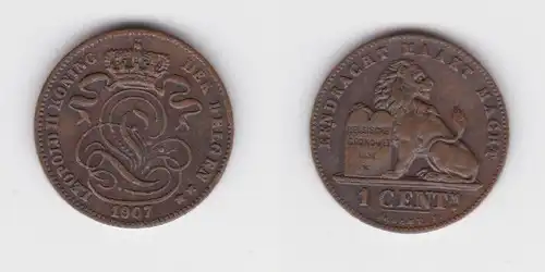 1 Centimes Kupfer Münze Belgien 1907 (142025)