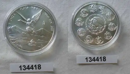 1 ONZA PLATA PURA Münze Mexiko 1 Unze 999 Silber 2010 Stgl (134418)