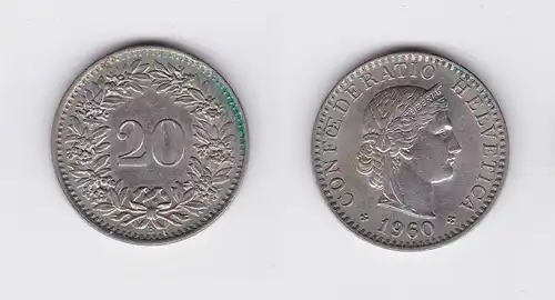 20 Rappen Kupfer Nickel Münze Schweiz 1960 B (117998)