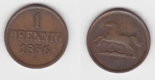 1 Pfennig Kupfer Münze Braunschweig 1856 B (142687)