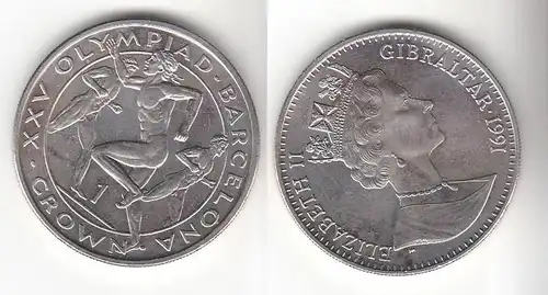 1 Crown Nickel Münze Gibraltar Olympiade Barcelona 1991 (114548)