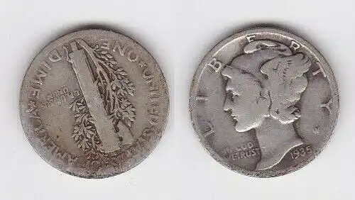 1 Dime Silber Münze USA 1935 Liberty (126601)