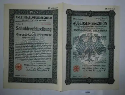 12,50 Mark Aktie Reichsschuldenverwaltung Berlin 25.September 1925 (132363)