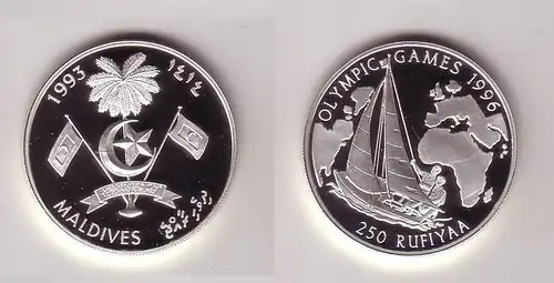 250 Rufiyaa Silbermünze Malediven Olympia Atlanta 1996 Segelregatta 1993(116338)