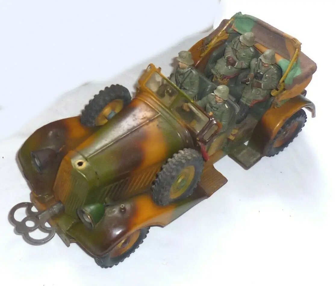 Blechspielzeug Lineol Kübelwagen Horch mit 4 Soldaten Wehrmacht (100816) 0