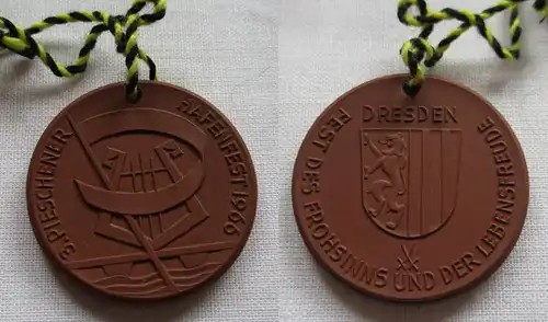 DDR Porzellan Medaille 3. Pieschener Hafenfest Dresden 1966 (142019)