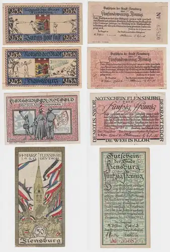 4 Banknote 25-50 Pfennig Notgeld Flesnburg (133145)