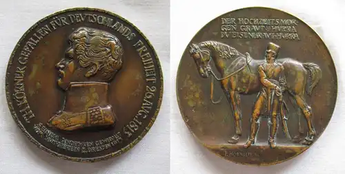 seltene Bronze Medaille Theodor Körner 1813-1913 von F.Hörnlein  (160922)