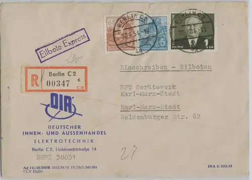 05684 Reklame Briefumschlag Berlin DIA Deutsche innen- & Aussenhandel 1954