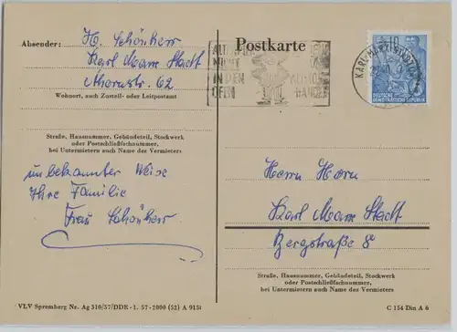 29834 Postkarte Karl Marx Stadt mit Werbe Stempel Rumpelmännchen Altstoffhandel
