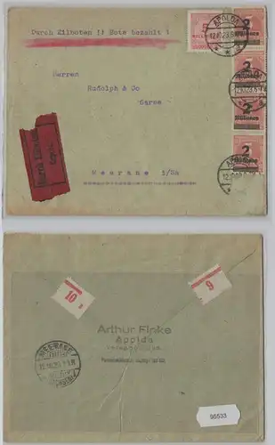 95533 Infla Brief von Apolda nach Meerane 12.10.1923