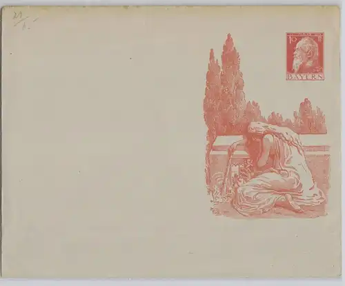 49880 Ganzsachen Umschlag U Königreich Bayern 10 Pfennig 1911 Trauermotiv