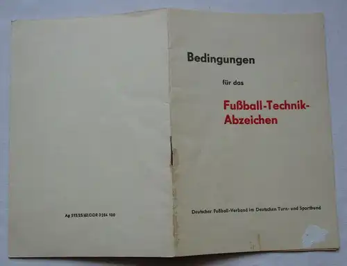 DDR Bedingungen für das Fußball-Technik-Abzeichen DFV im DTSB 1962 (123691)