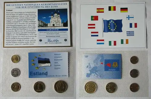 Kursmünzsatz KMS Estland 5 Münzen 10 Senti - 5 Kroon Blister (129984)