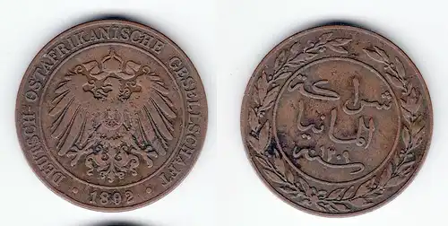 1 Pesa Kupfer Münze Deutsch Ostafrika 1892 (123868)
