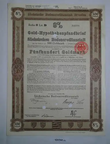 500 Goldmark Pfandbrief Sächsische Bodencreditanstalt Dresden 1924 (131741)