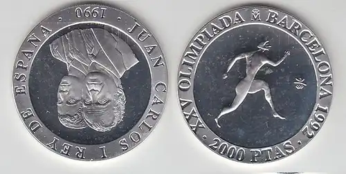 2000 Pesetas Silbermünze Spanien Olympiade Barcelona 1992, 1990 (113154)