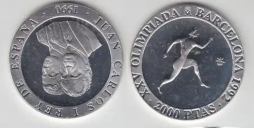 2000 Pesetas Silbermünze Spanien Olympiade Barcelona 1992, 1990 (115074)