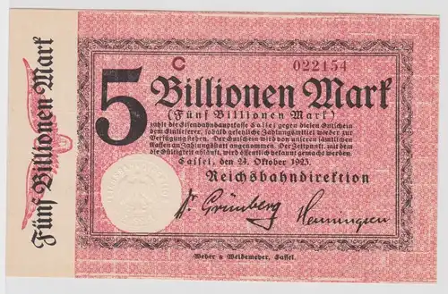 5 Billionen Mark Banknote Reichsbahndirektion Cassel 24.10.1923 (118767)