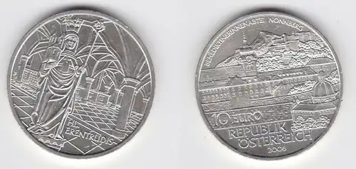 10 Euro Silbermünze Österreich 2006 Benetiktinerinnenabtei Nonnberg (155288)
