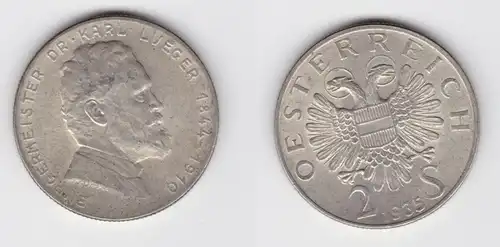 2 Schilling Silber Münze Österreich 1935 Karl Lueger (155528)