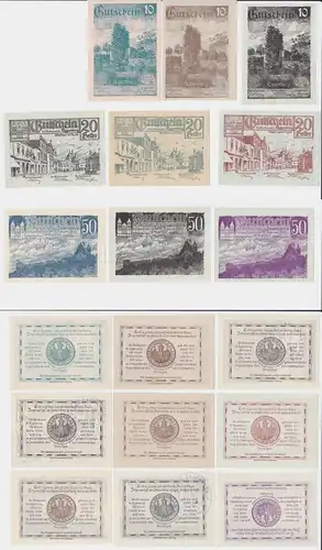 9 Banknoten 10 bis 50 Heller Notgeld Stadtgemeinde Eggenburg (143730)