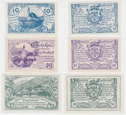 3 Banknoten 10 bis 50 Heller Notgeld Gemeinde Engelhartszell (144881)