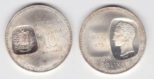 10 Bolivar Silber Münze Venezuela 1973 Simon Bolivar vz/Stgl. (141339)