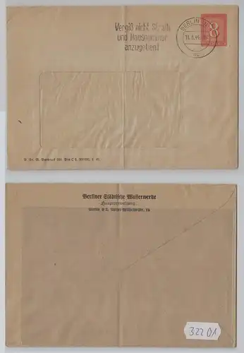 32201 DR Ganzsachen Umschlag PU mit 8 Pf Berliner städtische Wasserwerke 1944