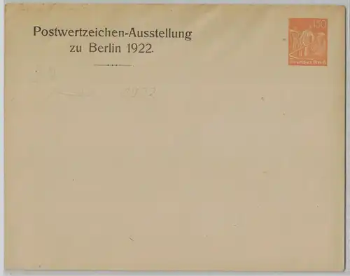 92918 DR Ganzsachen Umschlag PU Postwertzeichen-Ausstellung zu Berlin 1922 150Pf