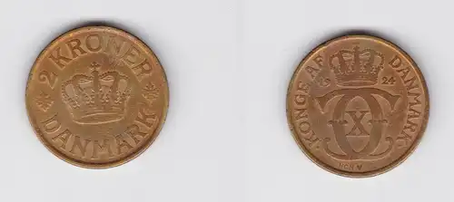 2 Kronen Kroner Messing Münze Dänemark Krone 1924 (133360)