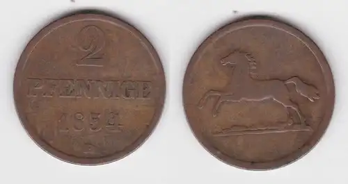 2 Pfennig Kupfer Münze Braunschweig 1854 (142946)