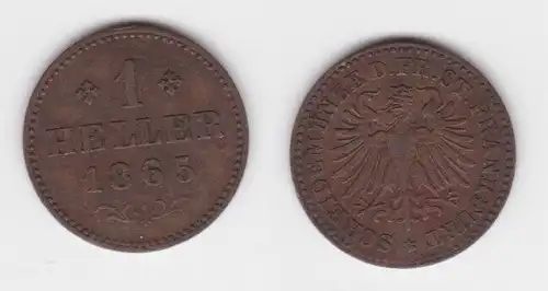 1 Heller Kupfer Münze Frankfurt 1865 (142706)