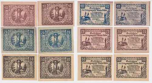 6x 10, 20 und 50 Heller Banknoten Maria-Taferl 1920 (142930)